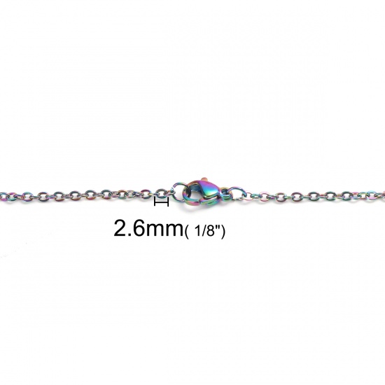 Imagen de Acero Inoxidable Cable Cadena Cruz Collares Multicolor 40cm longitud, Cadena: 2.6x2mm, 1 Unidad