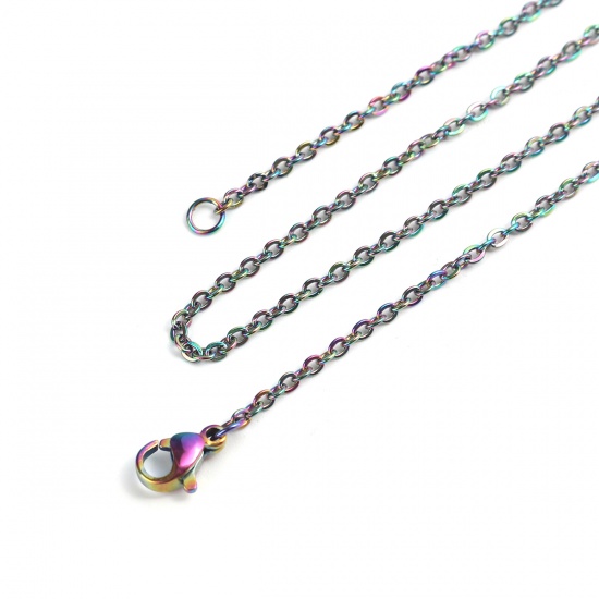 Imagen de Acero Inoxidable Cable Cadena Cruz Collares Multicolor 40cm longitud, Cadena: 2.6x2mm, 1 Unidad