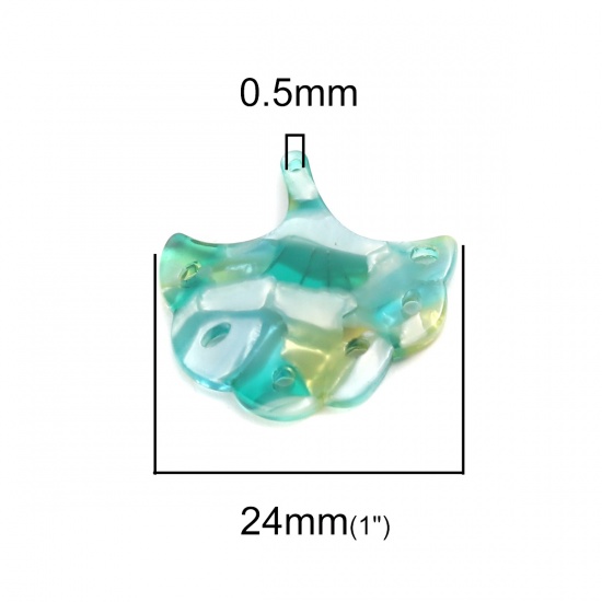Picture of Resin Chandelier Connectors Gingko Leaf Light Green 24mm x 24mm, 10 PCs