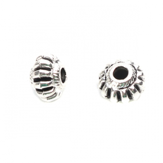 Picture of Zinc Based Alloy Spacer Beads Lantern Antique Silver Stripe About 7mm x 4mm, Hole: Approx 2mm, 100 PCs