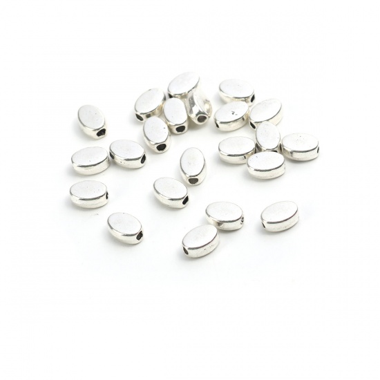 Picture of Zinc Based Alloy Spacer Beads Oval Antique Silver About 6mm x 4mm, Hole: Approx 1.3mm, 100 PCs