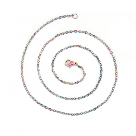 Imagen de Acero Inoxidable Cable Cadena Cruz Collares Multicolor 45.5cm longitud, Cadena: 2.6x2mm, 1 Unidad