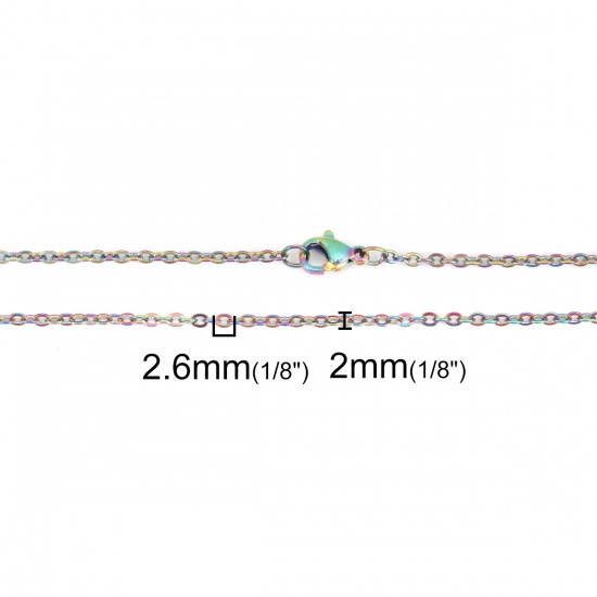Imagen de Acero Inoxidable Cable Cadena Cruz Collares Multicolor 45.5cm longitud, Cadena: 2.6x2mm, 1 Unidad