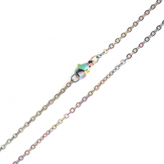 Imagen de Acero Inoxidable Cable Cadena Cruz Collares Multicolor 45.5cm longitud, Cadena: 2.6x2mm, 1 Unidad