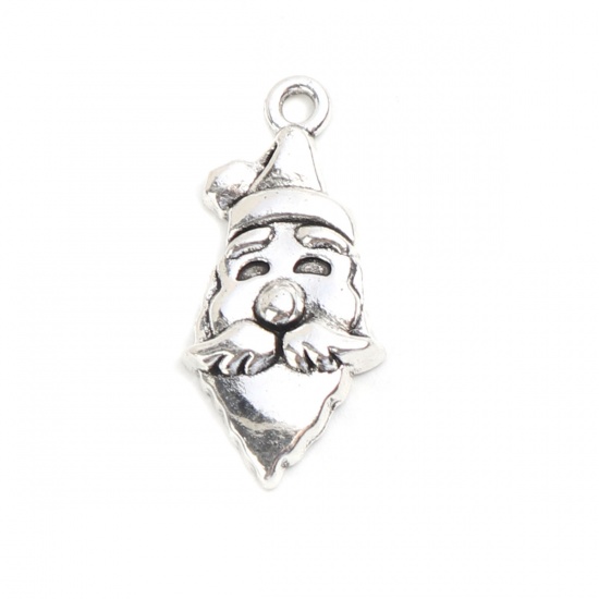 Picture of Zinc Based Alloy Charms Christmas Santa Claus Antique Silver 27mm x 13mm, 50 PCs