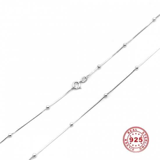 スターリングシルバー スネークチェーン ネックレス プラチナメッキ 45.7cm 長さ、 1 本 の画像