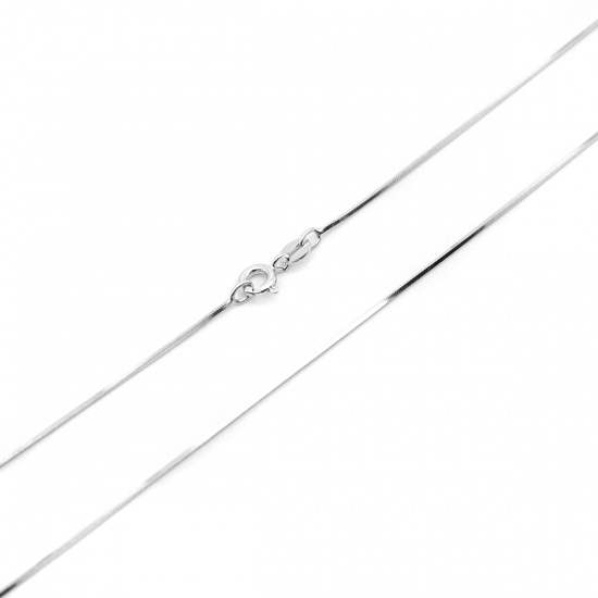 Picture of Sterling Silver Snake Chain Necklace Platinum Plated 45.7cm(18") long, 1 Piece