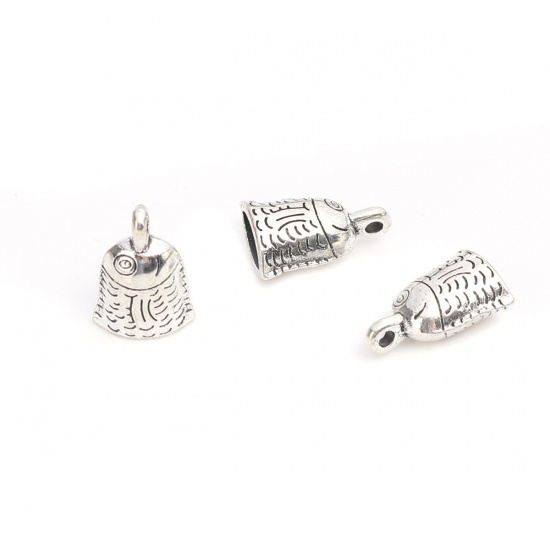 Picture of Zinc Based Alloy Cord End Caps Fish Animal Antique Silver (Fits 7.2mm x 4mm Cord) 15mm x 10mm, 50 PCs