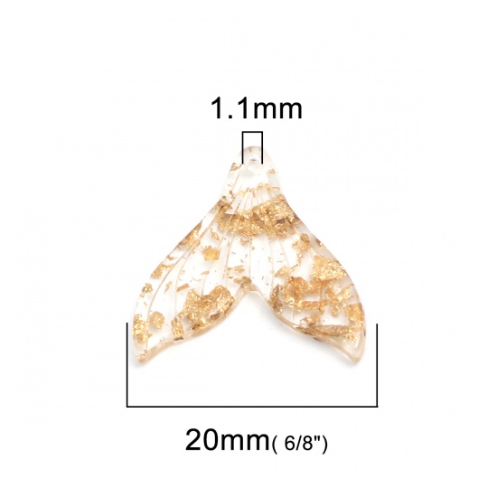 Picture of Resin Charms Fishtail Transparent Clear Foil 20mm x 19mm, 20 PCs