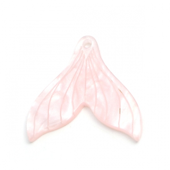 Picture of Resin Charms Fishtail Carved Pattern Light Pink 20mm x 19mm, 20 PCs