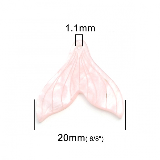 Picture of Resin Charms Fishtail Carved Pattern Light Pink 20mm x 19mm, 20 PCs