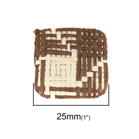 Picture of Zinc Based Alloy Embellishments Square Beige & Brown 25mm x 25mm, 4 PCs