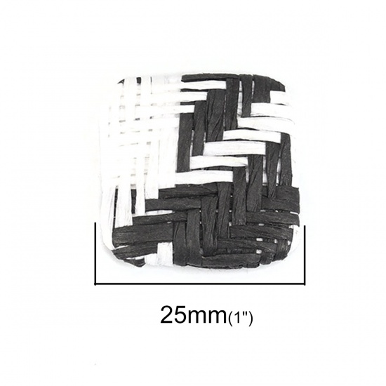Picture of Zinc Based Alloy Embellishments Square Black & White 25mm x 25mm, 4 PCs