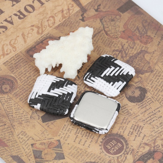 Picture of Zinc Based Alloy Embellishments Square Black & White 25mm x 25mm, 4 PCs