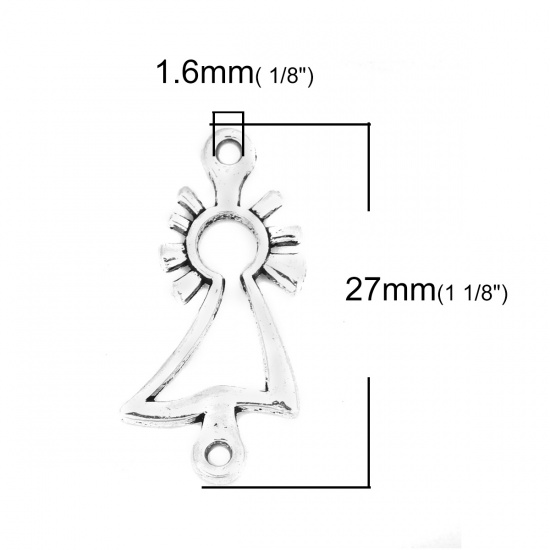 Bild von Zinklegierung Verbinder Sonnige Puppe Antiksilber Hohl, 27mm x 13mm, 60 Stück