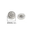 亜鉛合金 裏穴ボタン 円形 銀古美 花 柄 23mm 直径、 10 個 の画像
