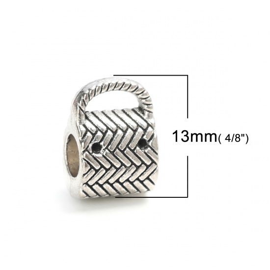 Immagine di Lega di Zinco Perline Bails Cilindrico Argento Antico Striscia 13mm x 9mm, 20 Pz