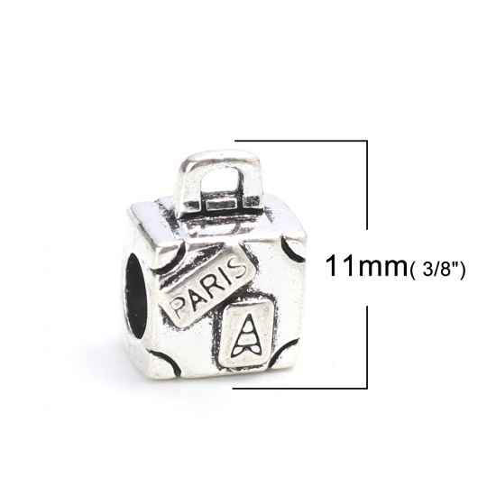 Picture of Zinc Based Alloy Bail Beads Rectangle Antique Silver 11mm x 9mm, 20 PCs
