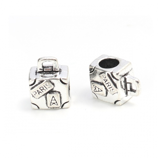 Picture of Zinc Based Alloy Bail Beads Rectangle Antique Silver 11mm x 9mm, 20 PCs