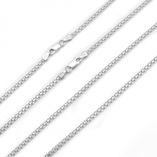 Picture of Sterling Silver Link Chain Necklace Platinum Plated 45.7cm(18") long, 1 Piece