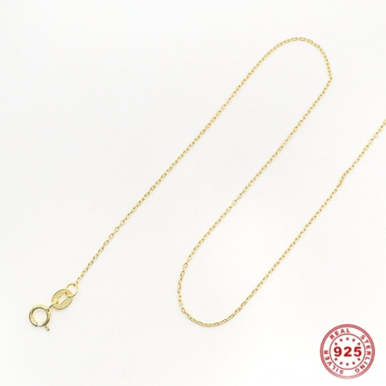 Picture of Sterling Silver Link Cable Chain Necklace Gold Plated 45.7cm(18") long, 1 Piece