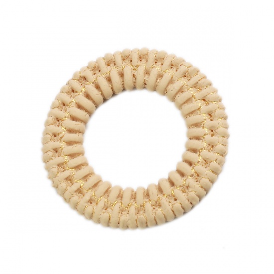 Immagine di Resina Connettore Accessori Anello Beige Intreccio 29mm Dia, 10 Pz