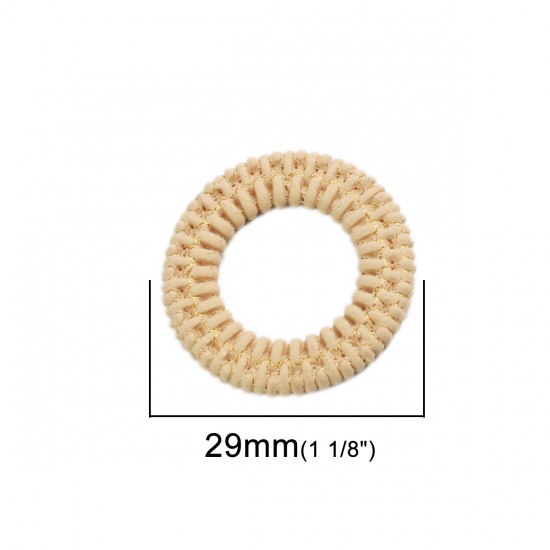 Immagine di Resina Connettore Accessori Anello Beige Intreccio 29mm Dia, 10 Pz