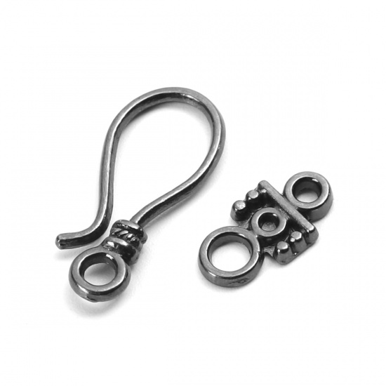 Picture of Zinc Based Alloy Hook Clasps Gunmetal 24mm x 11mm, 63 Sets