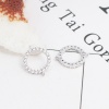 Picture of Brass Micro Pave Connectors Round 18K Real Platinum Plated Hollow Clear Rhinestone 12mm x 10mm, 2 PCs                                                                                                                                                         