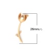 銅 マイクロインレイシリーズ コネクター フラワー 18K ゴールドフィルド 透明 ラインストーン 26mm x 7mm、 2 個 の画像