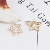 Immagine di Ottone Charms 18K Vero Oro Placcato Stella a Cinque Punte Filigrana Trasparente Strass 13mm x 12mm, 2 Pz