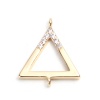 Picture of Brass Micro Pave Connectors Triangle 18K Real Gold Plated Hollow Clear Rhinestone 14mm x 12mm, 2 PCs                                                                                                                                                          