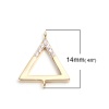 Picture of Brass Micro Pave Connectors Triangle 18K Real Gold Plated Hollow Clear Rhinestone 14mm x 12mm, 2 PCs                                                                                                                                                          