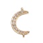 Immagine di Ottone Connettore Luna 18K Vero Oro Placcato Trasparente Strass 14mm x 8mm, 2 Pz