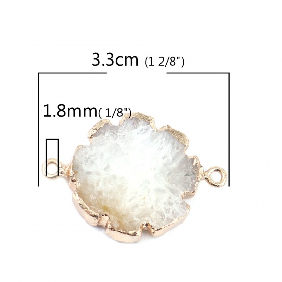 Picture of (Grade A) Agate ( Natural ) Connectors Irregular Gold Plated White 33mm x 24mm, 1 Piece