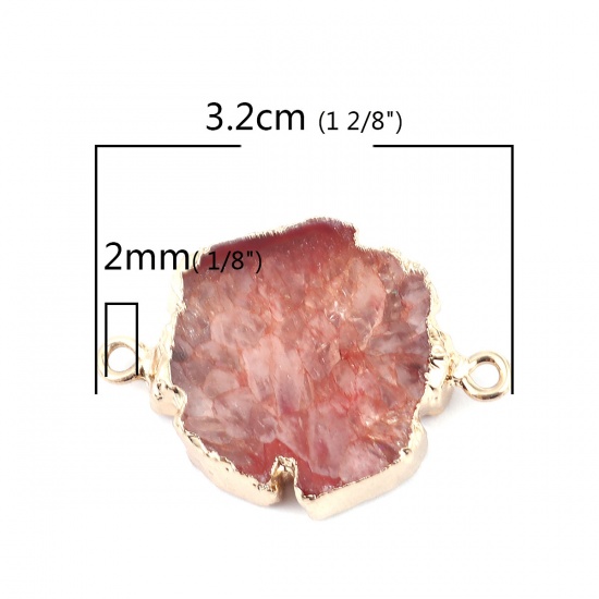 Picture of (Grade A) Agate ( Natural ) Connectors Irregular Gold Plated Brown 32mm x 23mm, 1 Piece