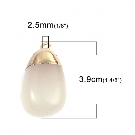 Immagine di (Grado A) Agata ( Naturale ) Ciondoli Goccia Oro Placcato Bianco 39mm x 21mm, 1 Pz