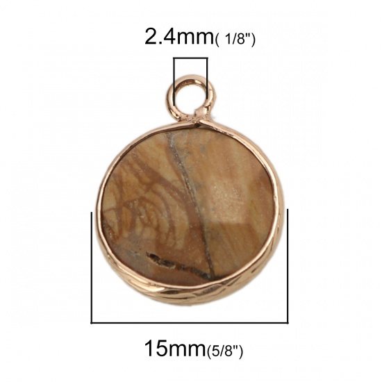 Picture of (Grade A) India Agate ( Natural ) Charms Irregular Gold Plated Khaki Faceted 19mm x 15mm, 5 PCs