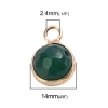 Picture of (Grade A) Agate ( Natural ) Charms Round Gold Plated Green Faceted 14mm x 9mm, 1 Piece