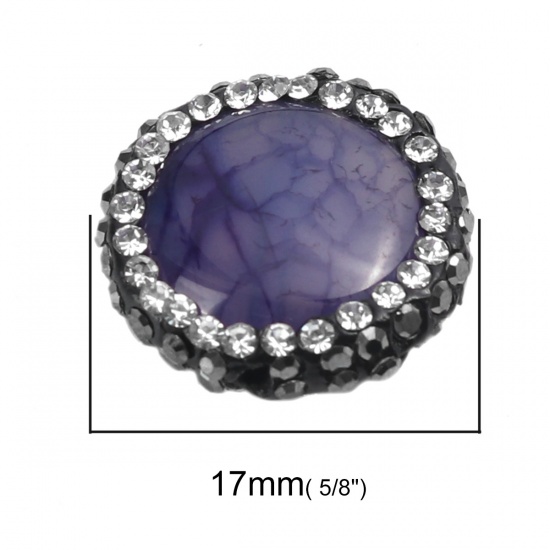 Immagine di (Grado A) Agata ( Naturale ) Perline Tondo Colore Viola Nero & Trasparente Strass 17mm Dia, Foro: Circa 1.1mm, 1 Pz