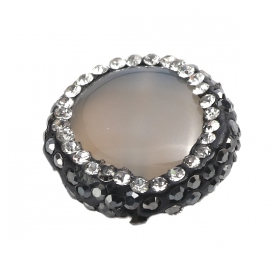 Immagine di (Grado A) Agata ( Naturale ) Perline Tondo Grigio Bianco Nero & Trasparente Strass 17mm Dia, Foro: Circa 1.1mm, 1 Pz