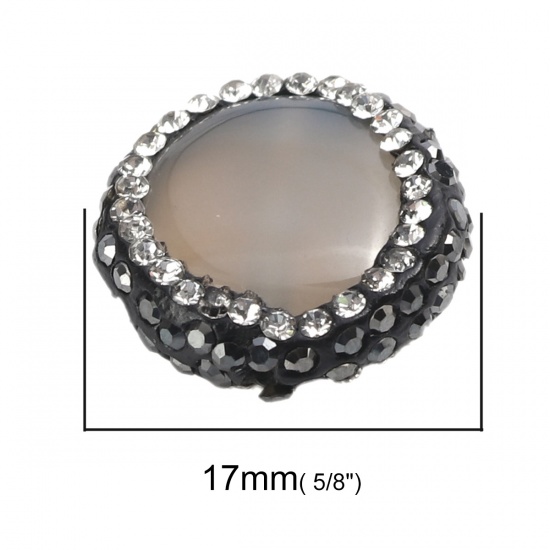 Immagine di (Grado A) Agata ( Naturale ) Perline Tondo Grigio Bianco Nero & Trasparente Strass 17mm Dia, Foro: Circa 1.1mm, 1 Pz