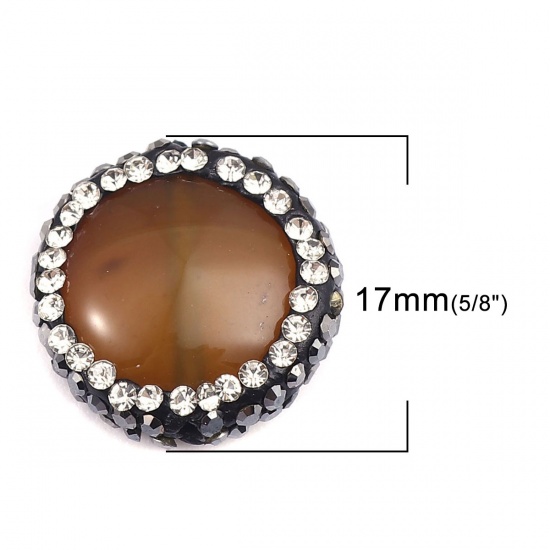 Immagine di (Grado A) Agata ( Naturale ) Perline Tondo Marrone Nero & Trasparente Strass 17mm Dia, Foro: Circa 1.2mm, 1 Pz