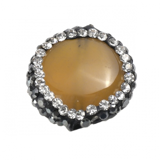 Immagine di (Grado A) Agata ( Naturale ) Perline Tondo Giallo Nero & Trasparente Strass 17mm Dia, Foro: Circa 1.1mm, 1 Pz