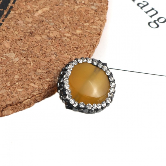 Immagine di (Grado A) Agata ( Naturale ) Perline Tondo Giallo Nero & Trasparente Strass 17mm Dia, Foro: Circa 1.1mm, 1 Pz