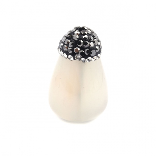 Bild von Achat ( Natur ) Perlen Tropfen Weiß Schwarz Strass ca. 24mm x 15mm, Loch:ca. 1.9mm, 1 Stück
