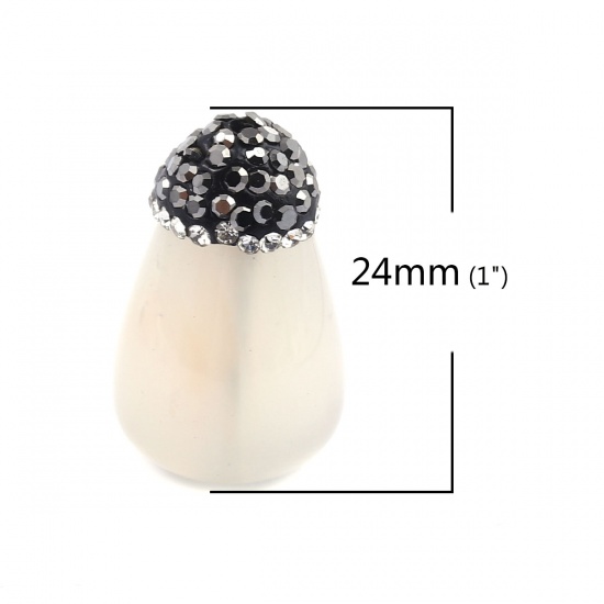 Immagine di Agata ( Naturale ) Perline Goccia Bianco Nero Strass Come 24mm x 15mm, Foro: Circa 1.9mm, 1 Pz