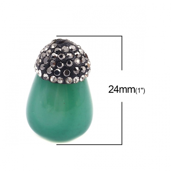 Immagine di (Grado A) Agata ( Naturale ) Perline Goccia Verde Nero Strass Come 24mm x 15mm, Foro: Circa 1.7mm, 1 Pz