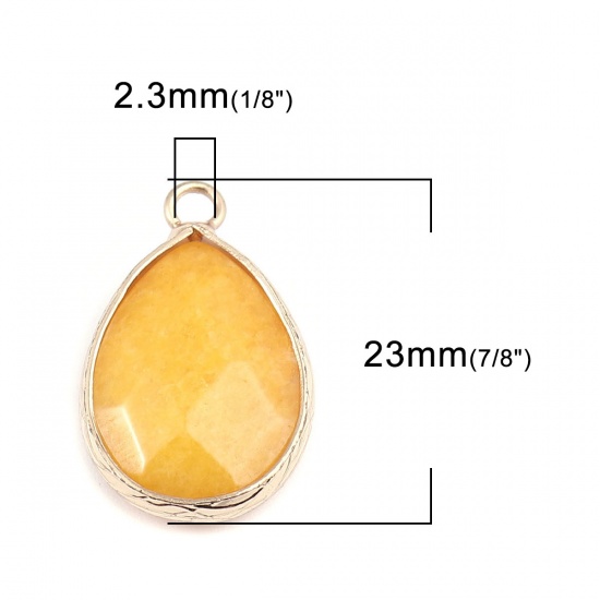 Picture of (Grade B) Stone ( Dyed ) Charms Gold Plated Orange Drop 23mm x 14mm, 1 Piece