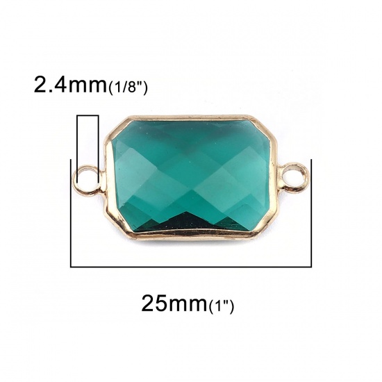 Picture of Glass ( Natural ) Connectors Polygon Gold Plated Green 25mm x 14mm, 1 Piece